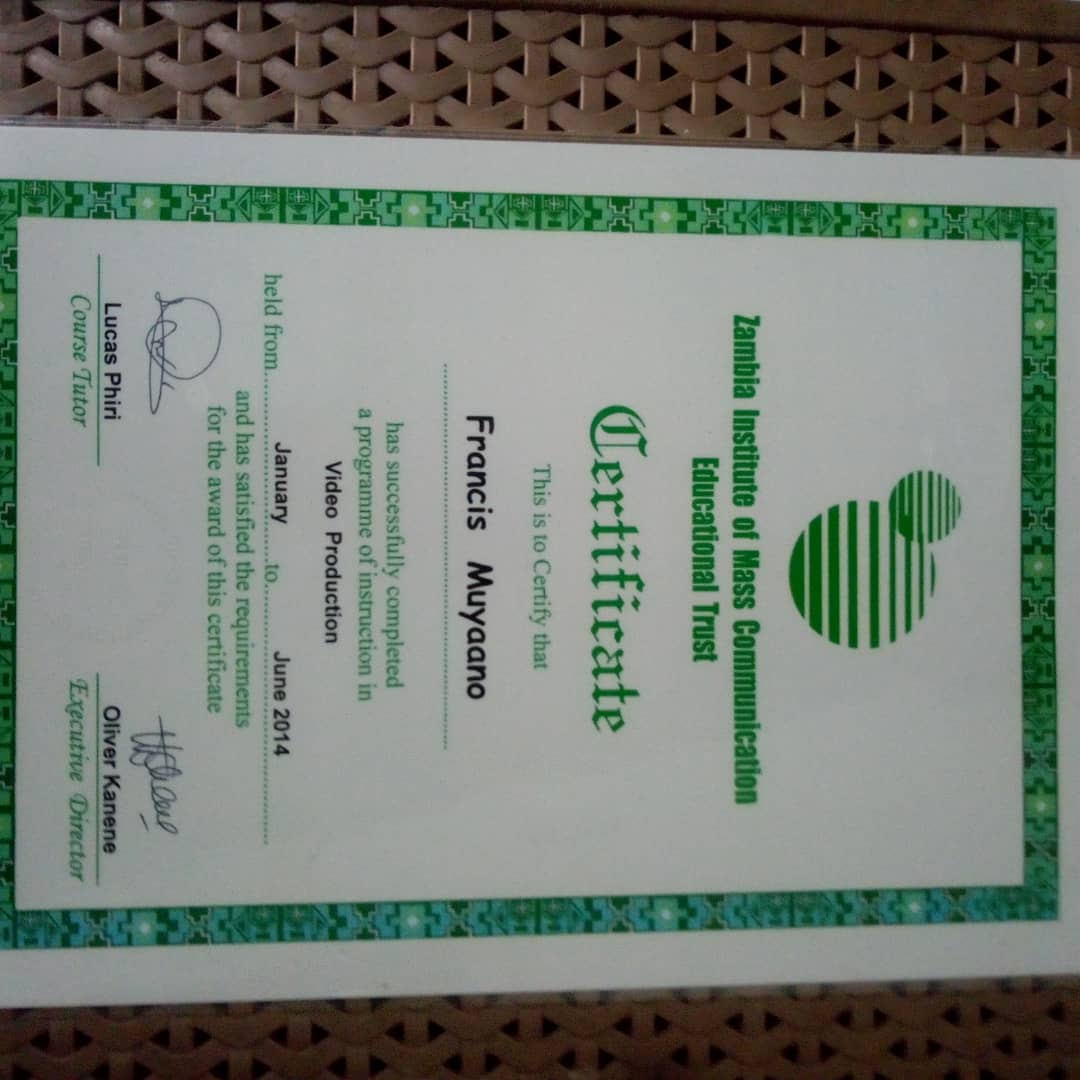 ZAMCOM Video production certificate 